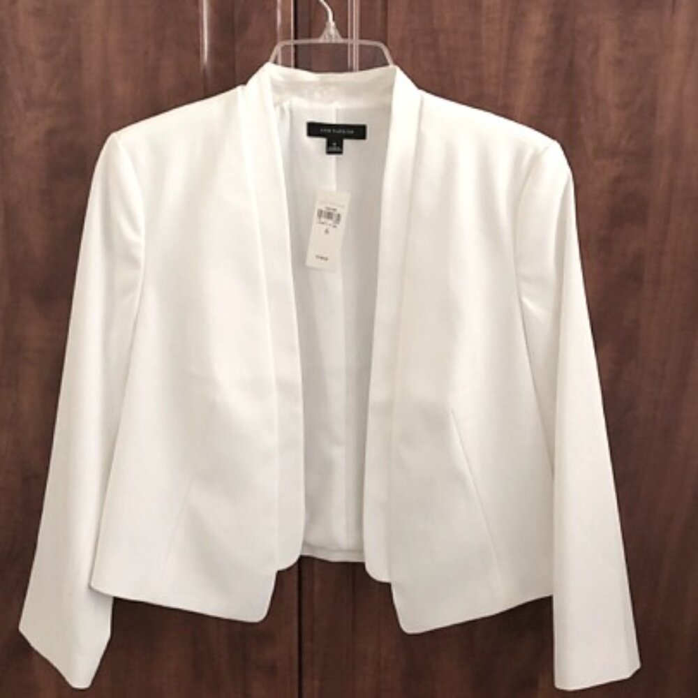 Ann Taylor, No Collar, Cropped Blazer, White, Size 6